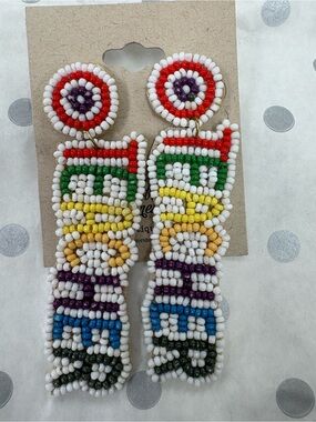 TEACHER Beaded Statement Dangle Earrings - Bubba Jane’s Boutique